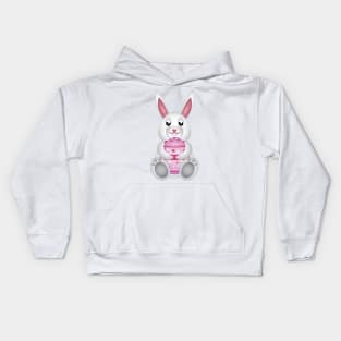 White bunny with pink Easter egg Kids Hoodie